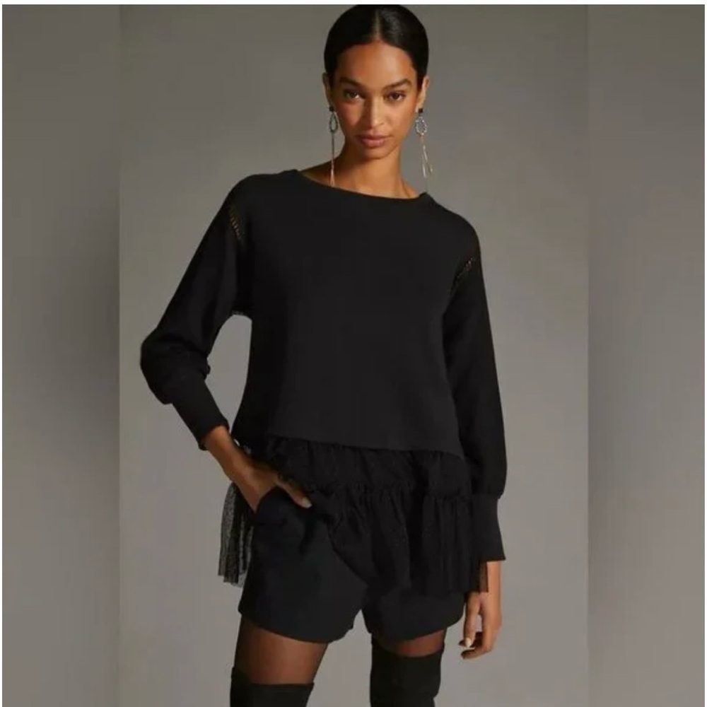 Anthropologie Tulle Sweatshirt